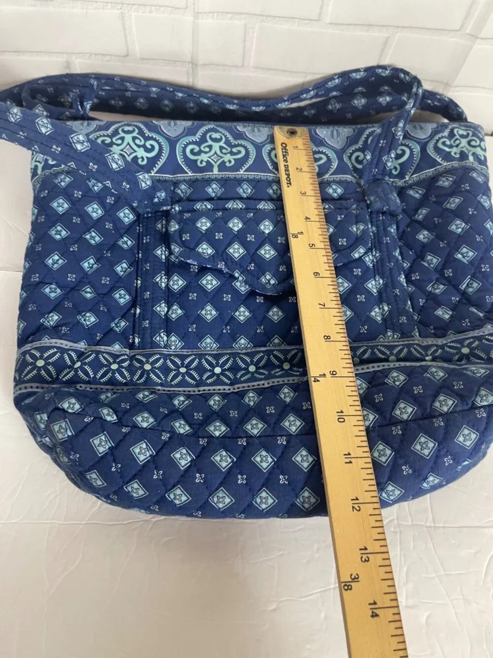 Croft & Barrow Quilted Fabric Shoulder Bag Blue Geometric Pattern Vintage